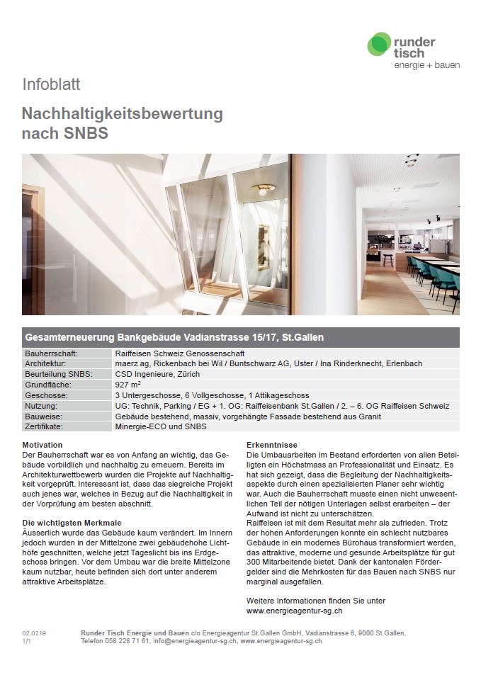 Nachhaltige Bauten nach SNBS